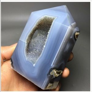 Blue Gray Druzy Agate Crystal Tower